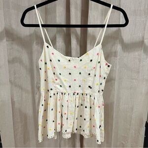 H&M White Camisole Top with Polkadot Detail and Fringe Bottom - US Size 6